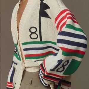 Maeve Anthropologie Oversized Novelty Golf Themed Cardigan